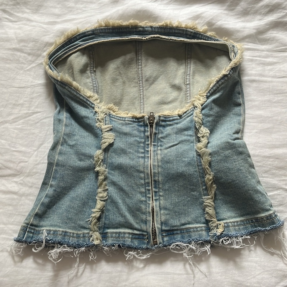 The Open Project (Open Yy) Denim Strapless Top Si… - image 3